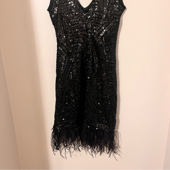 Sequin Feather Hem Dress - Picture 5 of 10